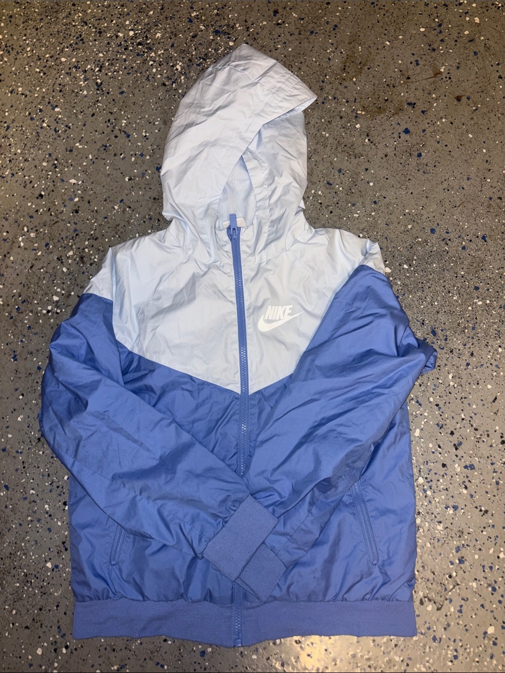 Nike Kids Two-Tone Light Blue and Royal Blue Hooded Rain Jacket